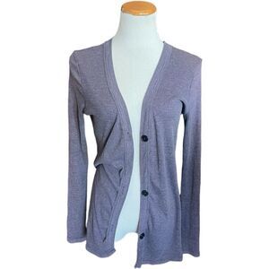 Womens Crafty Couture Violet Ribbed Lightweight Cardigan Sweater - Sz S